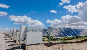 Vanadium Redox Flow Batteries supporting a solar energy installation.   Photo courtesy of Invinity Energy Systems.