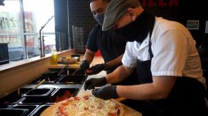 2NYERS Pizza Chef Franky Teaching Hawks Talons Coach To Make Pizza