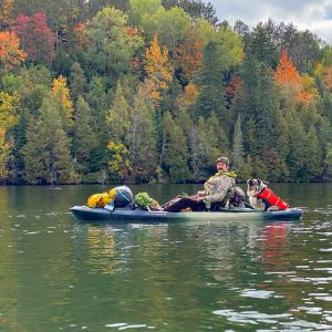 Fritz & Donnybrook Heading Down the River on Canoe