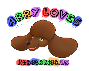 Read to US logo is a characterized headshot of Arry, the poodle who is star of The Adventures of Arry series.