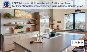 Beautiful contemporary kitchen with the LEFF logo and the 2021 GuildMaster with Distinction badge