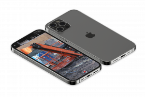 Two iPhone 12 cell phones laying down with TerraOptix running.