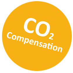 Orange button with white text CO2 Compensation