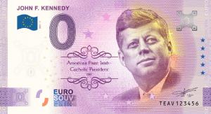 image of Commemorative John F. Kennedy commemorative 0 Euro banknote, issued by Euro Note Souvenir Ltd