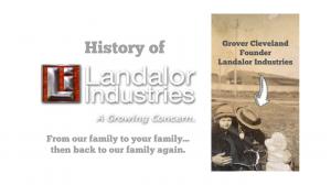 vintage picture of man and child he isn't showing his face with the logo for landalor industries