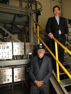 Urbix Director of Operations, Luis Olaguibel (left) and new Urbix CFO Eduardo González Félix inside Urbix’s pilot facility in Mesa, Arizona.