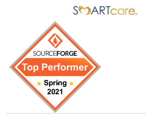 Read and white diamond badge with words Top Performer