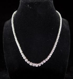 Stunning 14kt white gold and diamond tennis necklace