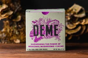 DEME Medicinal Mushroom Drinking Chocolate is a delicious functional beverage crafted in Portland Oregon using all organic ingredients and transparent ethical sourcing practices