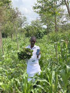 Kenya Vegetable Smallholder Farmer with AgUnity Smartphone