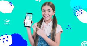 A happy kid using the WALO app