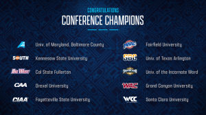 alt="List of 10 NCAA Conferences with schools competing in Collegiate Esports Invitational feat. Fortnite today at 6pm ET"