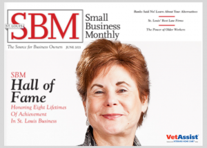 June 2021 cover of St. Louis Small Business Monthly with photo of Veterans Home Care's CEO Bonnie Laiderman