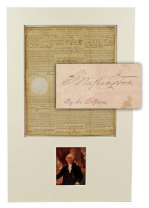 One-page, partly printed ship’s paper dated Nov. 25, 1794, signed by George Washington as president ($15,000).