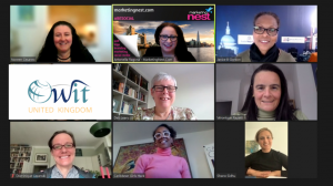 From top left : Noreen Burroughes Cesareo, President; Vice Presidents: Antonella Ragone, Hon Secretary, Janice B Gordon, Chair, (middle row from left) Deborah Leary OBE, Véronique Rapetti, (bottom row from left) Dominique Lazanski, Nicole Pitter Patterson
