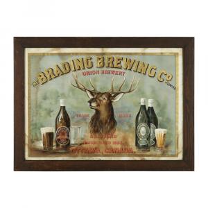 Brading Brewery Company early Canadian paper-under-glass lithograph from the 1910s, with the Brading’s “Stag” trademark icon flanked by the product (est. CA$3,500-$5,000).