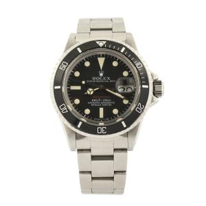 Rolex Reference 1680 red Submariner Date men’s watch from 1972 with stainless steel case and band (CA$24,780).