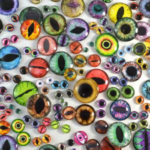 variety of handmade glass eye cabochons
