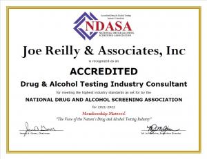 Joe Reilly & Associates Accredited Industry Consultant Certificate awarded by National Drug And Alcohol Screening Association