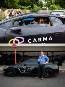 Carma Coin Sweepstakes winners Brian Bobay (Bottom) with his Nissan GTR and Yusuf Batman (Top) in his Lamborghini.