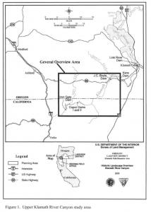 Map of the study area in the Klamath River Canyon area