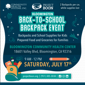 Project Boon Backpack Event Flyer