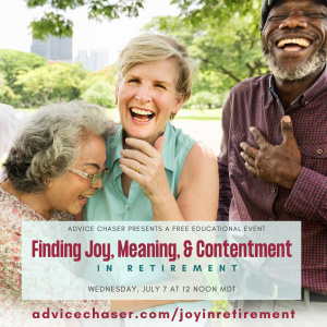 Webinar information on how to find joy and fulfillment in retirement