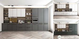 Tủ bếp chữ I chất liệu MDF sơn hiện đại KTB-I-20-03