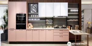 Tủ bếp căn hộ chung cư chữ I chất liệu Melamine tối giản KTB-I-20-04