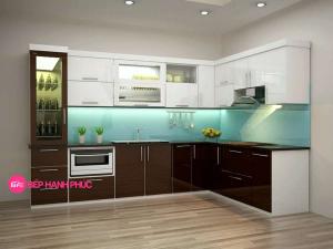 Kệ tủ bếp 2 tầng chữ L hiện đại