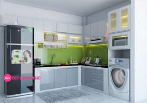 Kệ tủ bếp 2 tầng chữ L màu xám