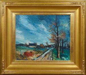 Oil on canvas painting by Maurice de Vlaminck (French, 1876-1958), titled Country Road, signed lower left. Estimate: $30,000-$50,000.