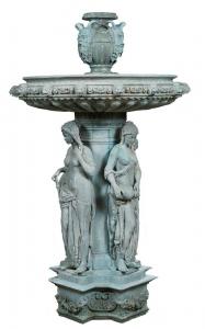 Large 20th century patinated bronze fountain figure of the Four Seasons, 87 inches tall. Estimate: $5,000-$10,000.