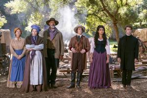 Tammy Dahlstrom (left) recurs throughout Season 3 as Martha on TBS comedy 'Miracle Workers: Oregon Trail'; premiering July 13, 2021 (photo courtesy: TBS/WarnerMedia)