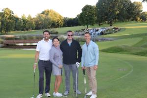 A foursome of golfers at the 2020 Jim Lang Memorial Golf Tournament in St. Charles, Missouri, an event that benefits Boone Center, Inc.