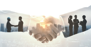 2 people shaking hands as symbol of partnership