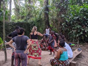 Iboga provider students learn Bwiti song and dance at moughendas village.