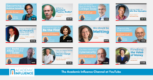 Thumbnails of interviewees at Academic Influence YouTube channel, image