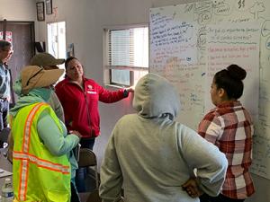 farmworkers and management in meeting in conference room