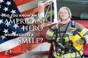 Dr. Finlay is available to share his talent and distinguished skills by providing a local American Hero a new smile. If you know an American hero who deserves a new smile, submit your nomination to info@annapolissmiles.com by August 20.