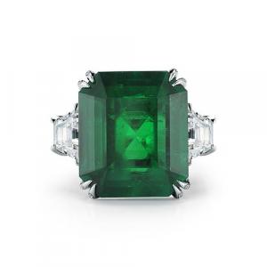 Rare And Unique Zambian Emerald And Diamond Ring