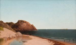 Oil on canvas painting by John F. Kensett (American, 1816-1872) titled Singing Beach & Eagle Rock, Magnolia, Massachusetts (est. $200,000-$400,000).