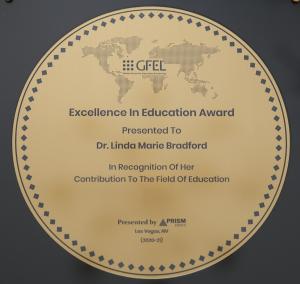 Global Excellence in Education award for Dr. Linda Bradford