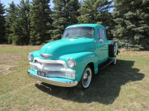 Frame off, restored 1954 Chevrolet 3100 Series 5 window cab pickup, sea-foam green, a hard to find 5 window cab. Runs and drives great.