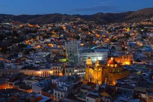 Guanajuato city at night panoramic view