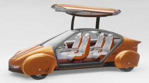 Soventem Four seater electric car with automatic opening gullwing doors