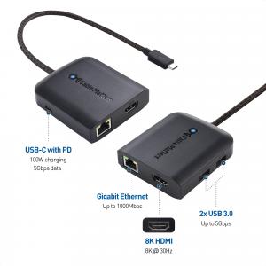 Cable Matters Cable Matters USB-C Multiport Adapter with 8K HDMI, 2x USB 3.0, Gigabit Ethernet, and Power Delivery