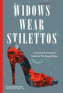 Cover of Widows Wear Stilettos featuring a high heeled shoe made of flowers