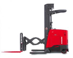 This is a picture of a Raymond reach truck and this truck is used in warehouse with narrow aisles