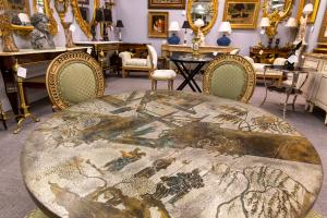 Intricate detail of a 'Chan' dining table by Philip & Kelvin LaVerne.